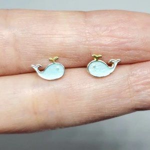 Sterling Silver Whale Stud Earrings - ONLY 1 Left